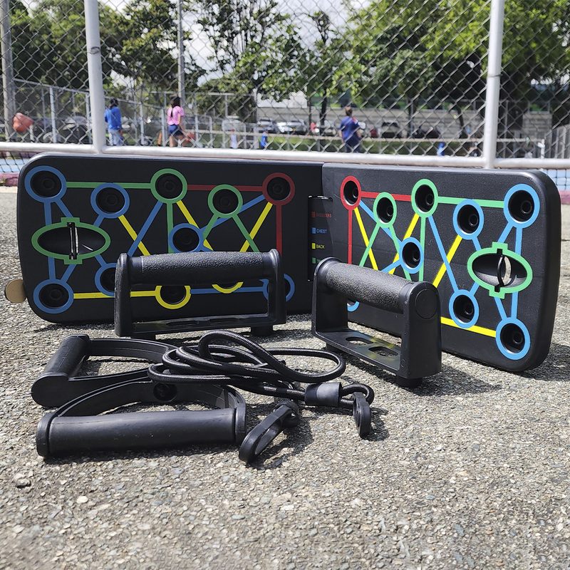 Tabla push up con elásticos de resistencia